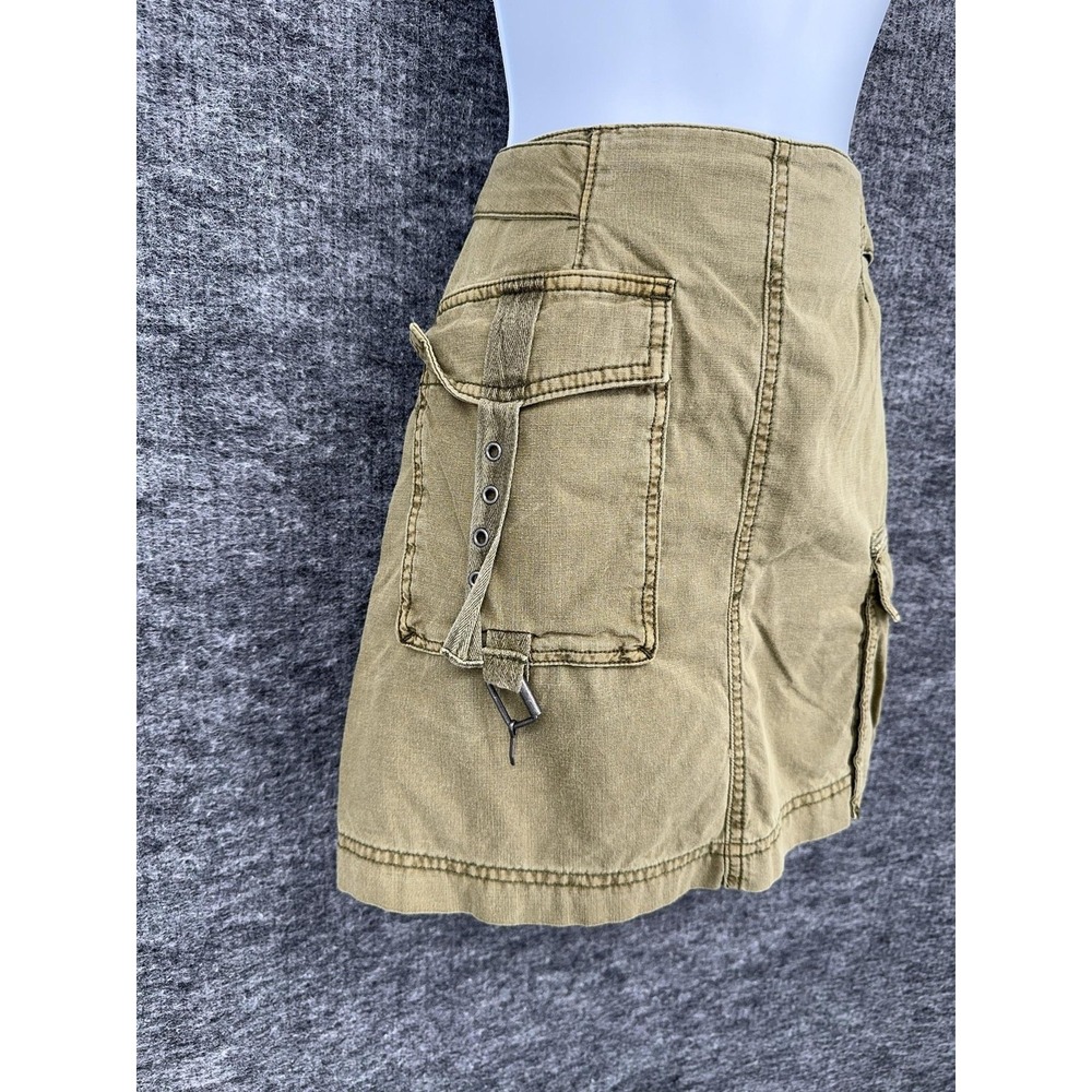 Free People Skirt Womens 6 Green Cargo Utility Mini Pockets Buckle Strap Twill - Picture 3 of 11